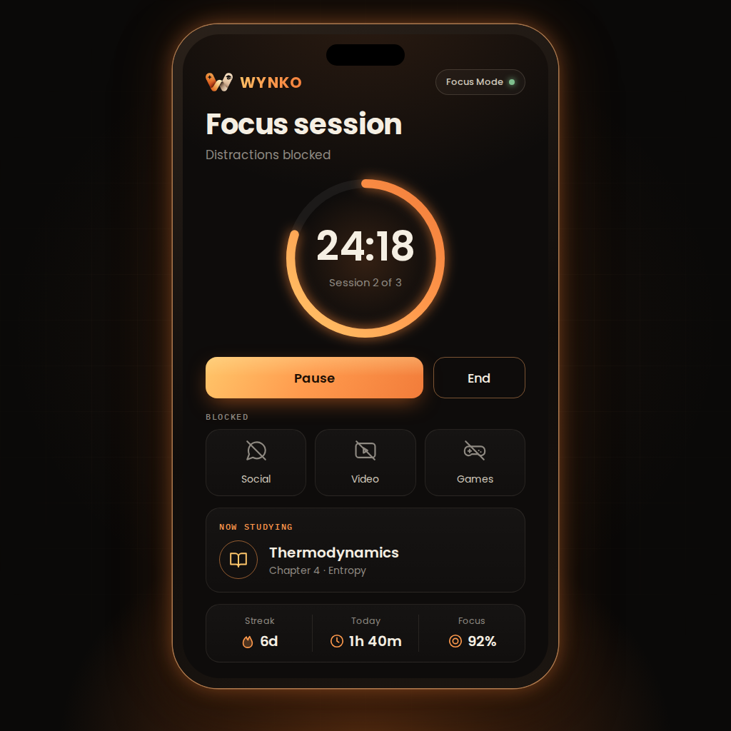 Focus session — distractions blocked